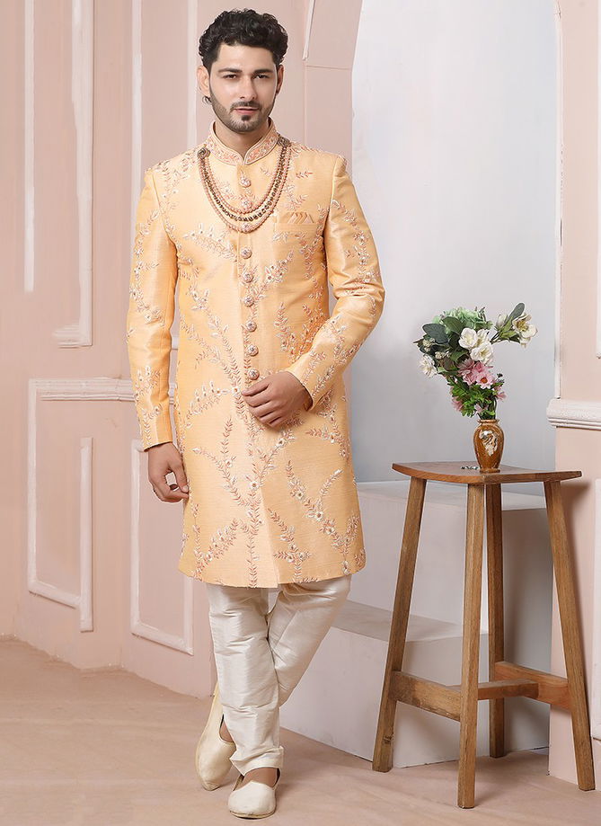 Ethnic Wear Banarasi Silk Wholesale Sherwani Collection